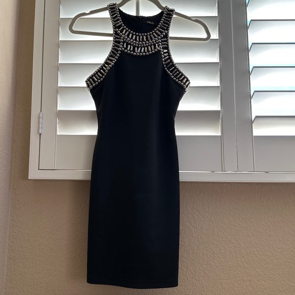 Metal Chain Design Black Dress - Picture 1 of 8